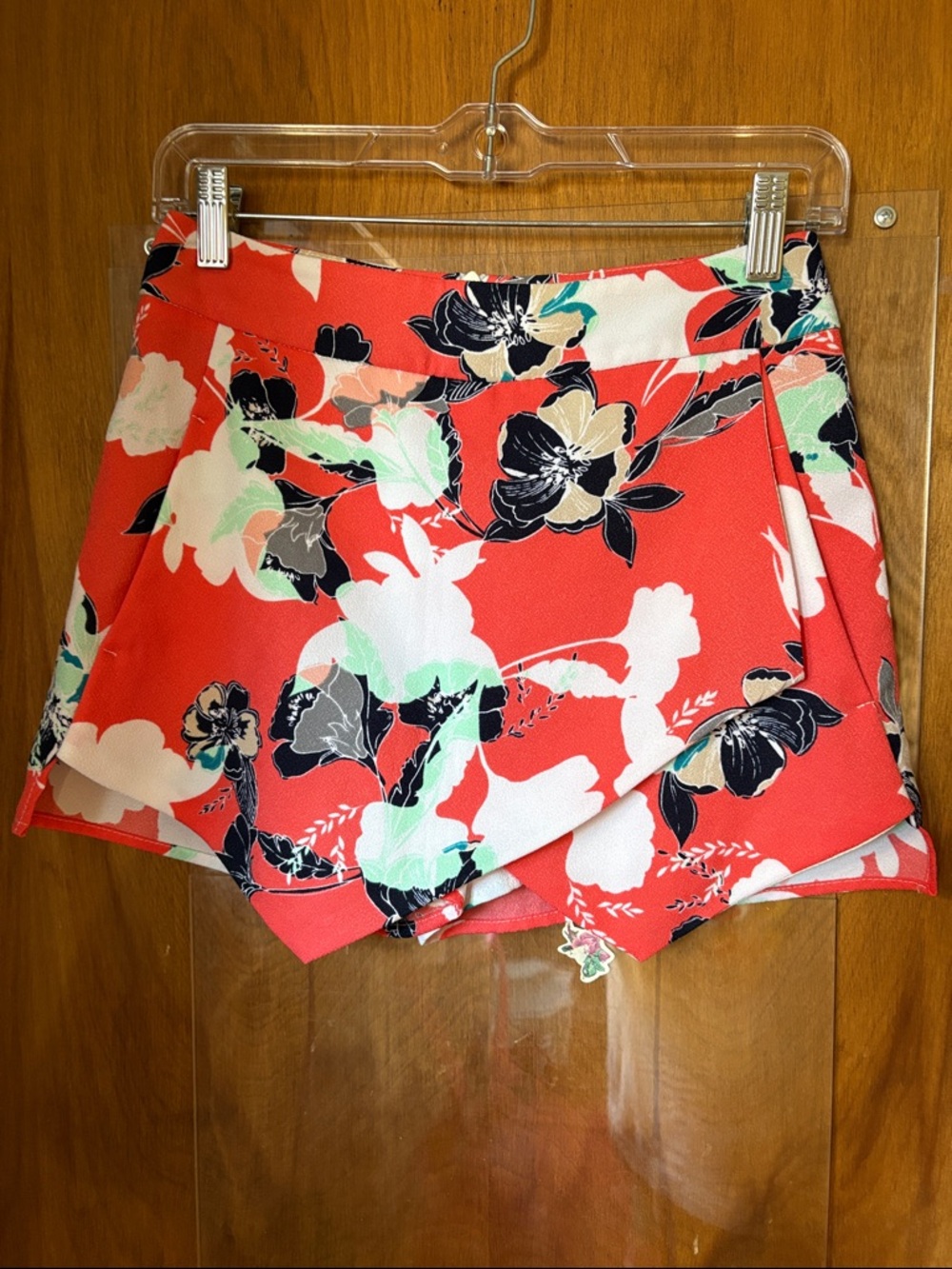 Aqua Mini Skort Coral Floral Pattern